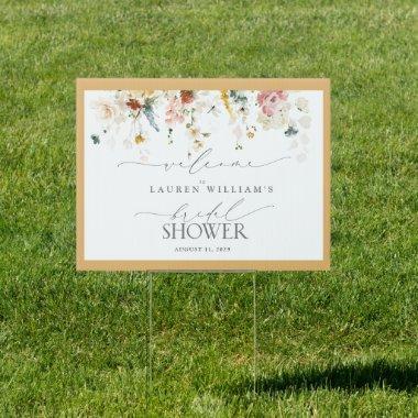 Elegant Yellow Wildflower Bridal Shower Welcome Sign
