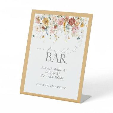 Elegant Yellow Wildflower Shower Bouquet Bar Pedestal Sign