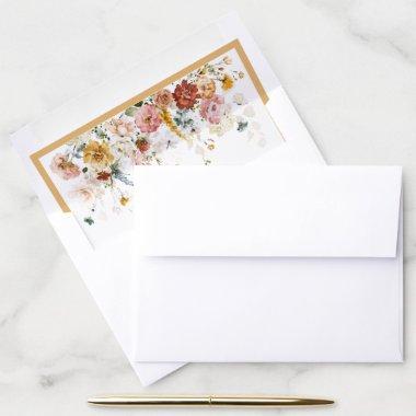 Elegant Yellow Wildflower Watercolor Bridal Shower Envelope Liner