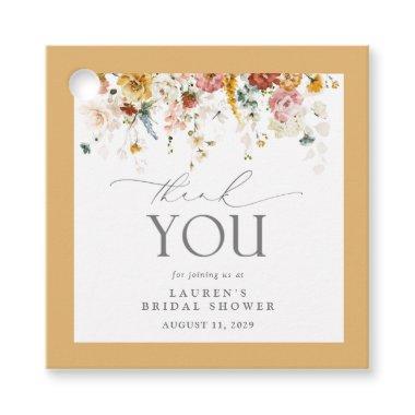 Elegant Yellow Wildflower Watercolor Bridal Shower Favor Tags