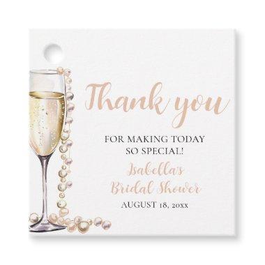 ElegantGold Pearls and Prosecco  Favor Tags