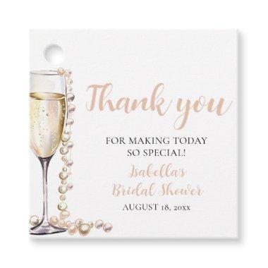 ElegantGold Pearls and Prosecco Bridal Shower Favor Tags