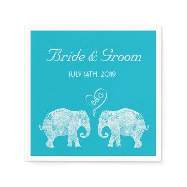 Elephant Couple Tons of Love Custom Wedding Napkins