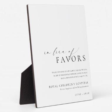 Ellesmere Minimalist In Lieu Of Favors Sign Plaque