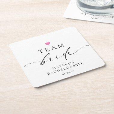 Ellesmere Minimalist Team Bride Bachelorette Square Paper Coaster