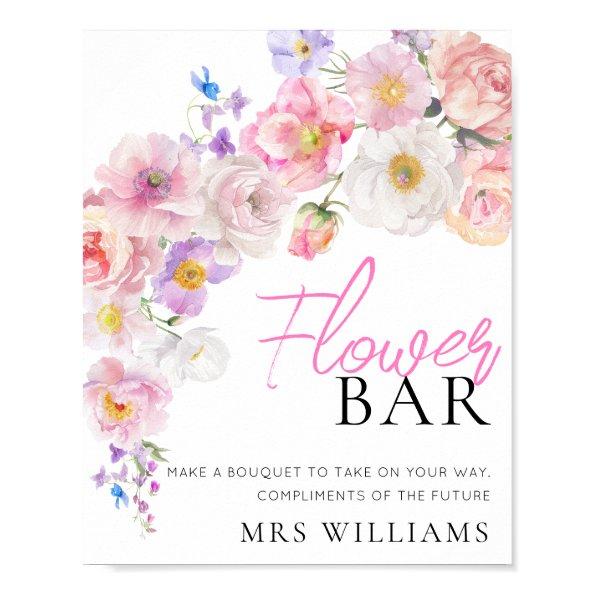 Eloise Pink Floral Flower Bar Sign