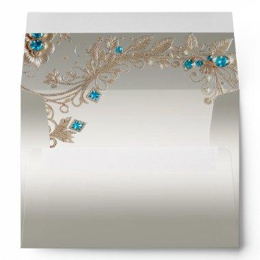 Embellishing Gold Blue Stones Envelope