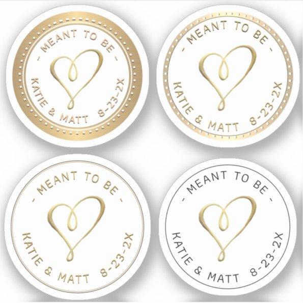 Embossed Gold Hearts Meant to Be Wedding Sampler  Sticker
