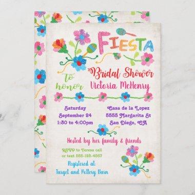 Embroidery Mexican Fiesta Bridal Shower Invitations