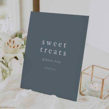 EMELIA Boho Navy Rustic Blue Simple Sweet Treats Pedestal Sign