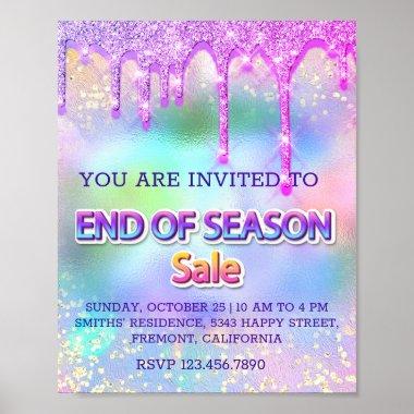 Emend of Season Sale Glitter Drips Holographic Poster