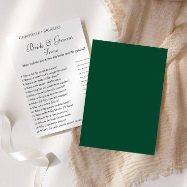 Emerald bride & groom trivia bridal shower game