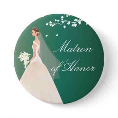 Emerald Bride Matron Honor Bridal Party Button