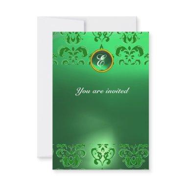 EMERALD DAMASK GEM STONE MONOGRAM green