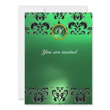 EMERALD DAMASK GEM STONE MONOGRAM green