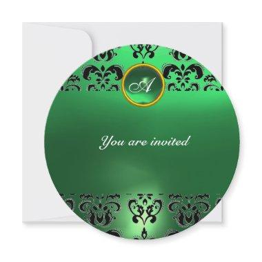 EMERALD DAMASK GEM STONE MONOGRAM green red