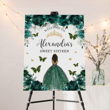 Emerald Floral Quinceañera Sweet 16 Brown Princess Foam Board