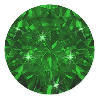 Emerald Gemstone  Envelope Gift Wrap Classic Round Sticker