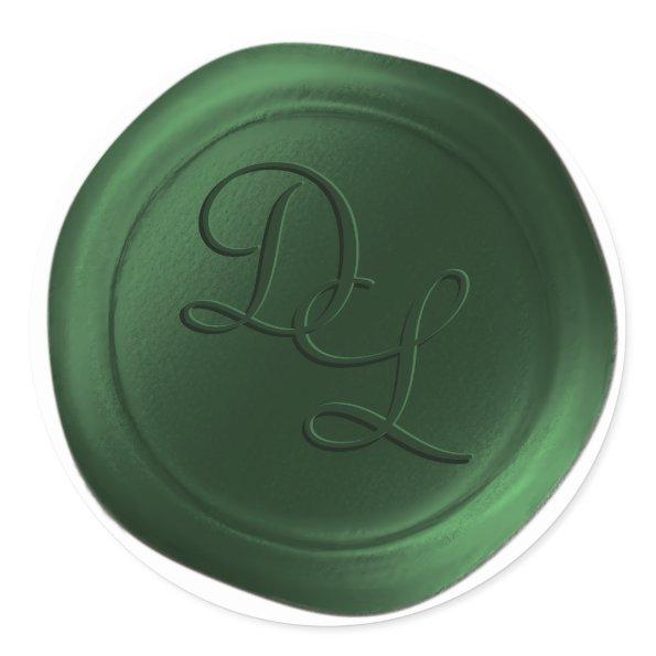 Emerald Green 2 Letter Monogram Wax Seal Stickers