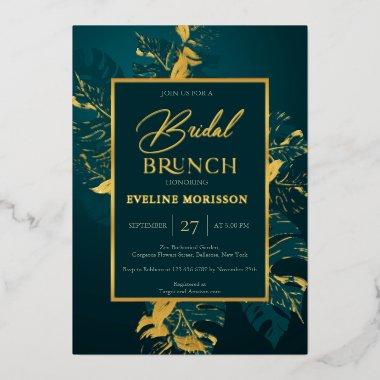 Emerald green and real gold foil bridal brunch foil