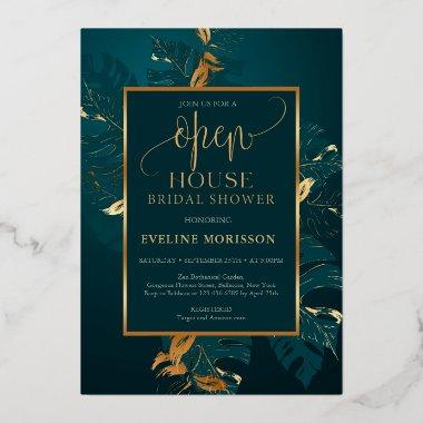 Emerald green and real gold foil open house foil