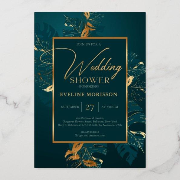Emerald green and real gold foil wedding shower foil Invitations
