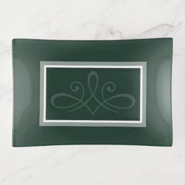 Emerald green and white trinket tray