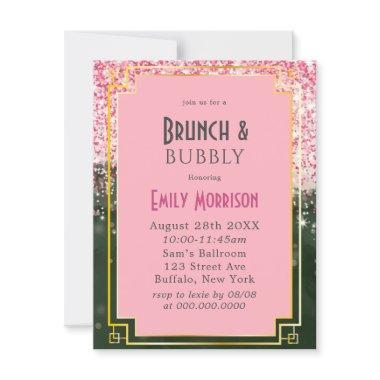 Emerald Green Canyon Rose Art Deco Brunch & Bubbly Invitations