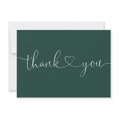 Emerald Green Elegant Minimalist Script Heart Thank You