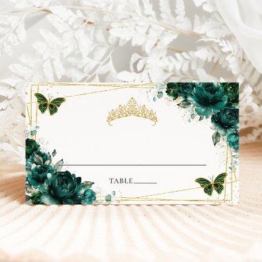 Emerald Green Floral Quinceañera 16th Birthday Place