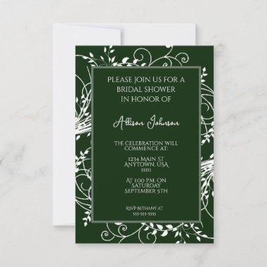 Emerald Green Flourish Bridal Shower Invitations
