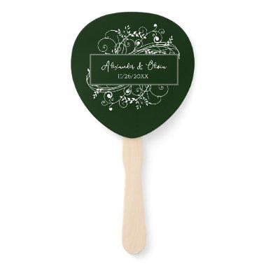 Emerald Green Flourish Wedding Favor Hand Fan