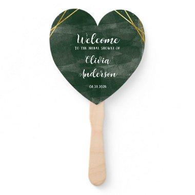 Emerald Green Gold Geometric  Welcome Hand Fan
