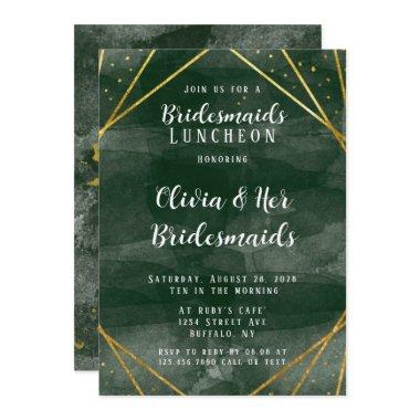 Emerald Green Gold Geometric Bridesmaids Luncheon