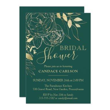 Emerald Green & Gold Modern Floral