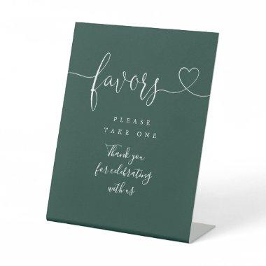 Emerald Green Heart Script Favors Pedestal Sign