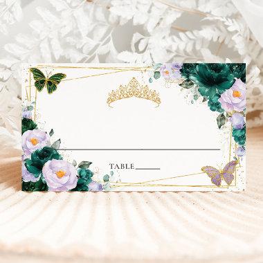 Emerald Green Lilac Purple Floral Quinceañera 16th Place