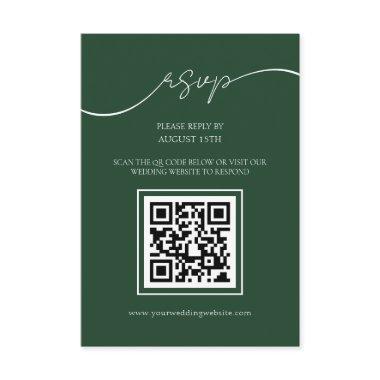 Emerald Green Modern QR Code Wedding RSVP Card