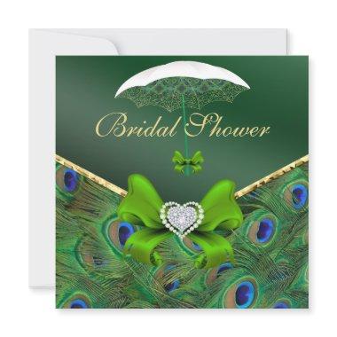 Emerald Green Peacock  Invite