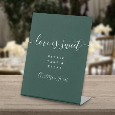 Emerald Green Signature Script Love Is Sweet Favor Pedestal Sign