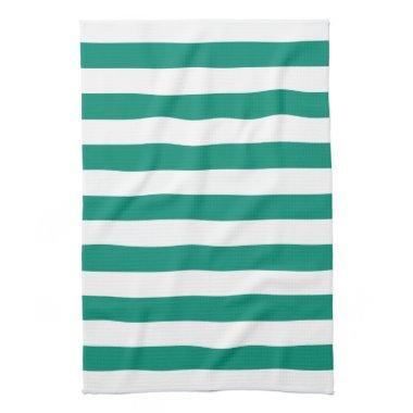 Emerald Green Stripes Pattern Kitchen Towels