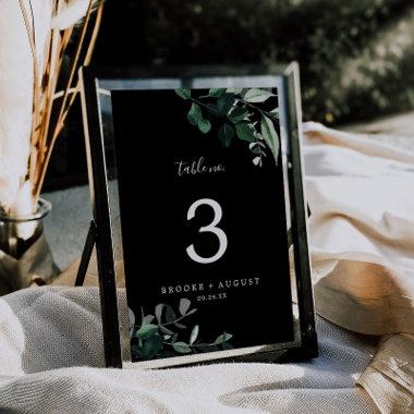 Emerald Greenery | Black Table Number