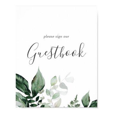 Emerald Greenery Botanical Wedding Guestbook Sign