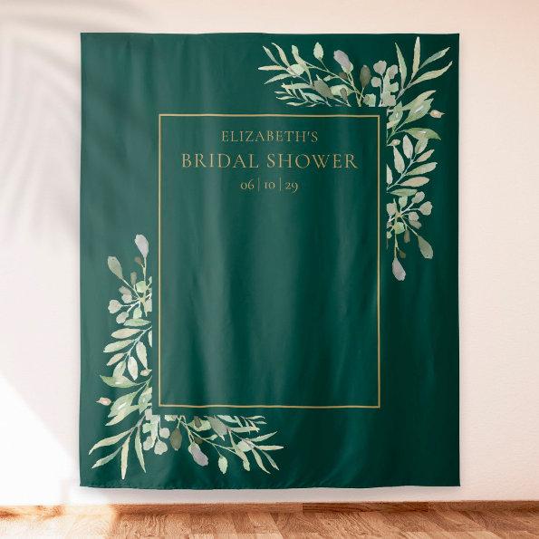 Emerald Greenery Bridal Shower Photo Backdrop