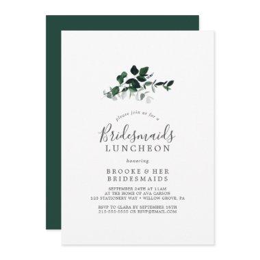 Emerald Greenery Bridesmaids Luncheon Invitations