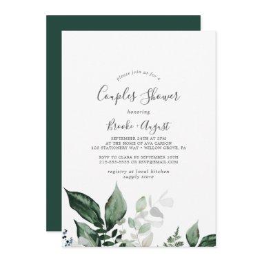 Emerald Greenery Couples Shower Invitations