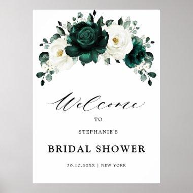 Emerald Greenery Eucalyptus Bridal Shower Welcome Poster