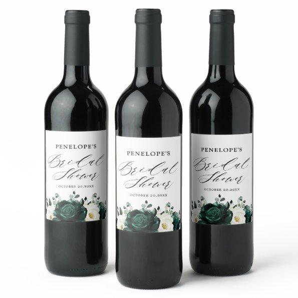 Emerald Greenery Eucalyptus Floral  Wine Label