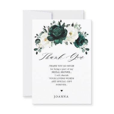 Emerald Greenery Eucalyptus White Bridal Shower  Thank You Invitations