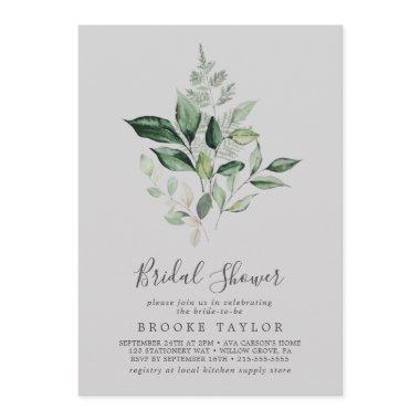 Emerald Greenery | Gray Bridal Shower Invitations